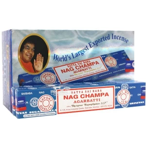 Box of 12 Packs of 15G Nag Champa Incense Sticks by Satya