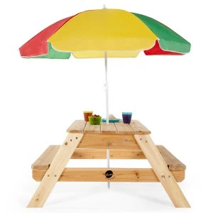 Plum Childrens Rectangular Picnic Table with Colourful Parasol