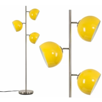 Elliott Floor Lamp in Chrome with Arco Shade - Yellow - No Bulb