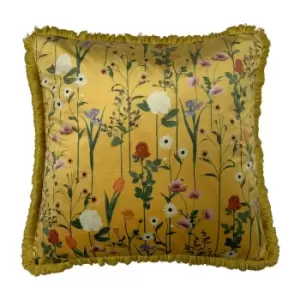Fleura Floral Cushion Ochre, Ochre / 50 x 50cm / Polyester Filled