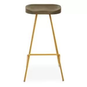Interiors By Ph Elm Wood Bar Stool With Gold Metal Legs