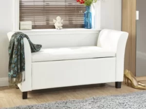 GFW Verona White Upholstered Faux Leather Window Seat Flat Packed