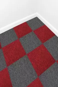 40 x Carpet Tiles 10m2 Scarlet Red & Charcoal Black