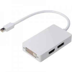 Digitus DisplayPort / HDMI / DVI Adapter [1x Mini DisplayPort plug - 1x DisplayPort socket, HDMI socket, DVI socket 25-pin] White 20.00 cm
