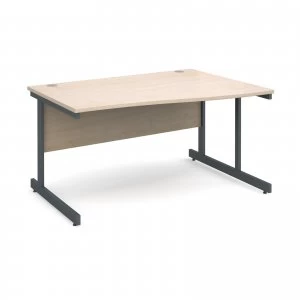 Contract 25 Right Hand Wave Desk 1400mm - Graphite Cantilever Frame m