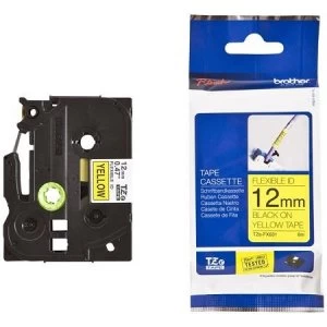 Brother TZe-FX631 P-touch Label Tape (12mm x 8m) Black On Yellow