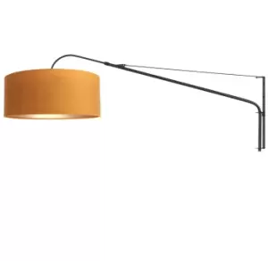 Elegant Classy Wall Lamp with Shade Matt Black, Velvet Gold