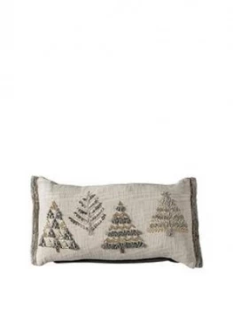 Gallery Fir Trees Embroidered Cushion Natural 350X600Mm