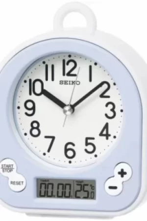 Seiko Clocks Splash Resistant Thermometer Bathroom Alarm Clock Chronograph QHG042L