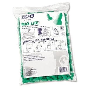 Howard Leight Max Lite Disposable Uncorded Earplugs Low Pressure Foam Green Leight Source Refill Pack 200 Pairs