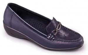 Padders Navy leather 'Ellen' mid heel wide fit shoes - 3