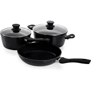 Schallen 5 Pcs Non Stick Forged Ceramic Kitchen Cookware Frying Pan Saucepan Cooking Stock Pot Full Pan Set with Lids - GREY