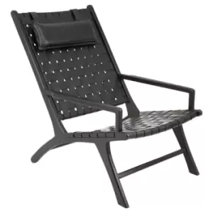 Olivia's Kylee Woven Occasional Chair Leather Black