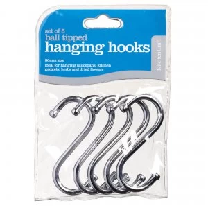 Kitchen Craft Chrome Plated Hanging S Hooks 80mm - Pack of 5