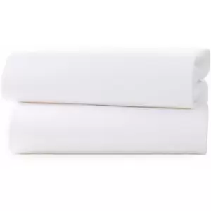 Clair De Lune - 2 Pack Fitted Cotton Cot Sheets - White - White