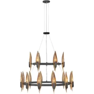 Quintiesse Hinkley Willow Cylindrical Pendant Ceiling Light Carbon Black with Deluxe Gold