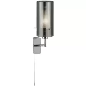 Searchlight Lighting - Searchlight Duo 2 - 1 Light Wall Light Chrome with Smoked Glass Shade, E14