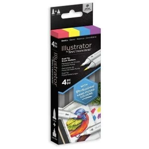 Spectrum Noir Illustrator Dual Tip Brush Marker Pen Set Basics Pack of 4