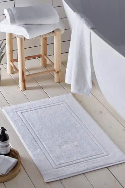 Drift Home 'Abode Eco' Soft Sustainable Heavyweight BCI Cotton Bath Mat White