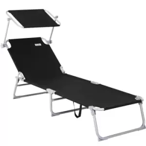 Folding Sun Lounger Steamer Chair Sun Shade Bed Outdoor Garden Loungers Beach 2x Anthracite