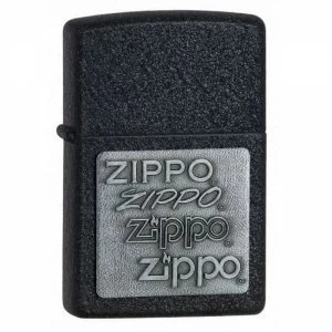 Zippo Pewter Emblem Black Crackle Windproof Lighter