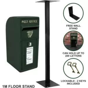 Royal Mail Post Box Irish with Floor Stand er Cast Iron Wall Mounted Wedding Authentic Pillar Replica Lockable Post Office Letter Box Green - Green