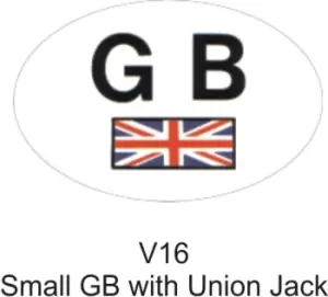 Outdoor Vinyl Sticker Small White GB With Union Jack CASTLE PROMOTIONS V16