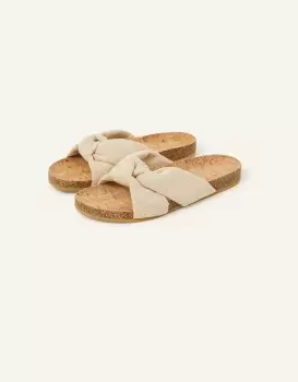 Accessorize Womens Knotted Footbed Sandals Natural, Size: 36