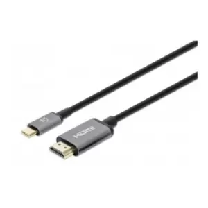 Manhattan USB-C to HDMI Cable 4K@60Hz 1m Black Equivalent to Startech CDP2HD2MBNL Male to Male Three Year Warranty Polybag