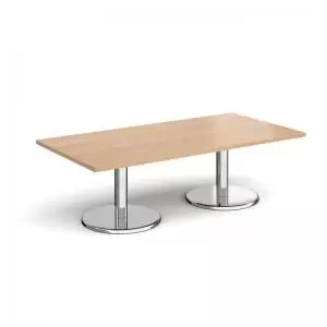 Pisa rectangular coffee table with round chrome bases 1600mm x 800mm -