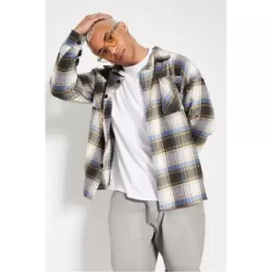 I Saw It First Green Mens Oversized Check Shacket - Green