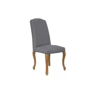 Kettle Interiors Luxury Chair With Nailhead Trim And Carved Oak Legs Light Grey