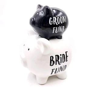 'Pennies & Dreams' Double Piggy Bank - Bride & Groom