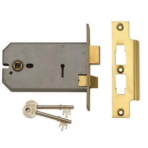 Union 2077-6 3 Lever Horizontal Mortice Lock Polished Brass 149mm