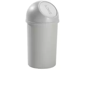 helit Push top waste bin made of plastic, capacity 13 l, HxØ 490 x 252 mm, light grey, pack of 6
