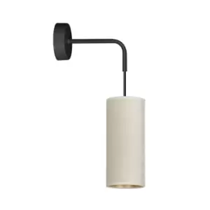 Bente Black Wall Lamp with Shade with White Fabric Shades, 1x E14