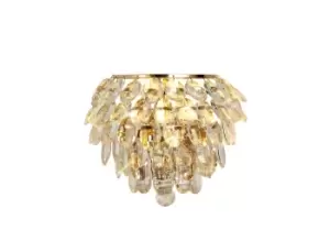 Coniston Wall Lamp, 1 Light E14, French Gold, Crystal