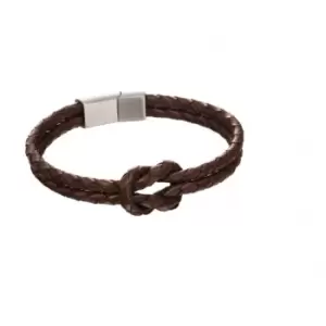 Fred Bennett Double Row Knot Brown Leather Bracelet B5152