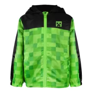 Minecraft Boys Creeper Hooded Waterproof Jacket (9-10 Years) (Green/Black)