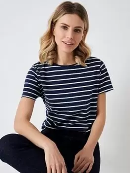 Crew Clothing Breton Stripe T-Shirt - Navy, Size 10, Women