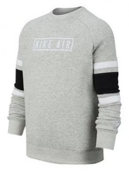 Boys, Nike Air Kids Long Sleeved Crew Neck Sweat - Grey/Black, Size XS, 6-8 Years
