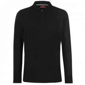 Pierre Cardin Plain Long Sleeve Polo Shirt Mens - Black