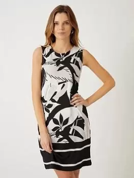 Wallis Palm Print Shift Dress - Black, Size 12, Women