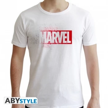 Marvel - "Marvel Logo" Mens XL SS white New Fit T-Shirt - White