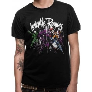Batman - Mens Small Loveable Rogues T-Shirt (Black)