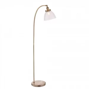 1 Light Floor Lamp Antique Brass, Glass, E27