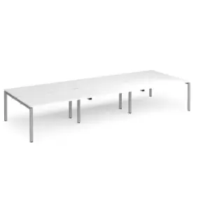 Adapt 6 Person Bench Office Desk - 4200mmx1600mm - Silver - White