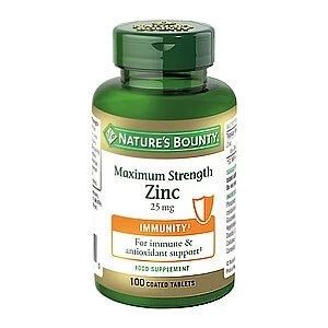 Natureamp39s Bounty Maximum Strength Zinc 25 mg 100 Coated Tablets