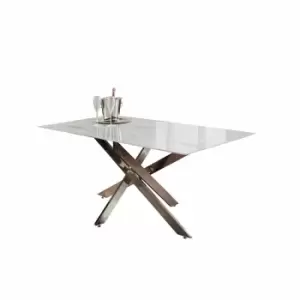 Native Home & Lifestyle Silver Plated Marble Glass Dining Table