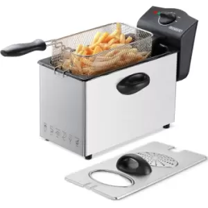 Monzana Deep Fryer 4 Liters Stainless Steel With Oil 2000 Watts Removable Oil Container Adjustable Temperature Cold Zone Technology